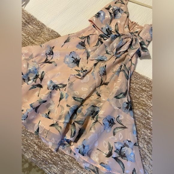 American Threads Pink Floral Wrap Mini Dress - Picture 4 of 5